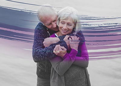 senior couple hugging