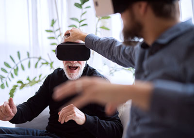 Seniors using virtual reality technology