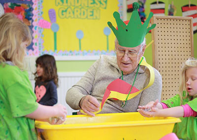 Residents helping out at daycare center