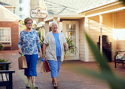 Two older women shopping together