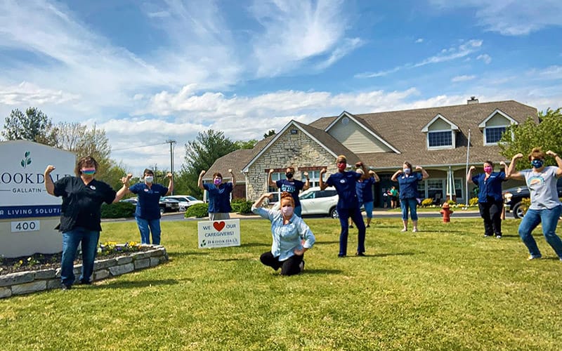  Associates at Brookdale Gallatin (Tennessee) pose in support of caregiver appreciation.