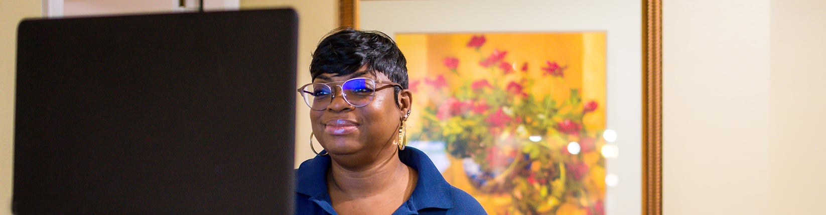 associate at computer