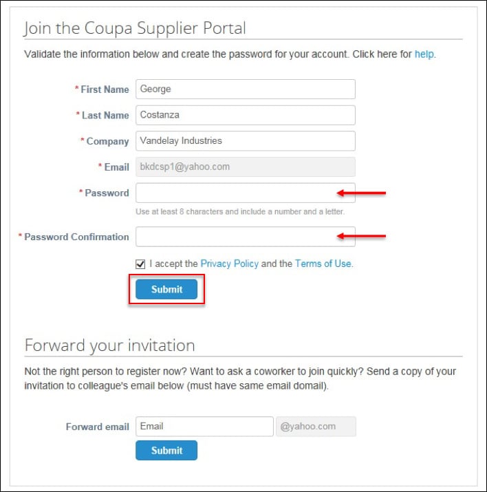 complete invite step 2